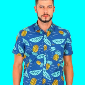 𝅺#urbanpipeline Pineapple Leaf Print Shirt, L - Fun In The Sun